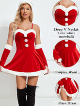 Avidlove 4-teiliges Weihnachtsmann-Cosplay-Weihnachtskleid für den Urlaub, Weihnachtsmann-Outfit